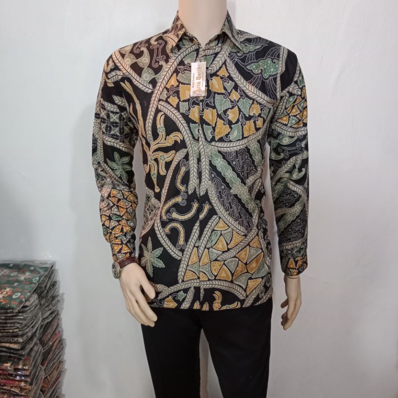 kemeja batik ilalang hijau lawasan original arta batik super KODE 008 l batik pria lengan panjang l 