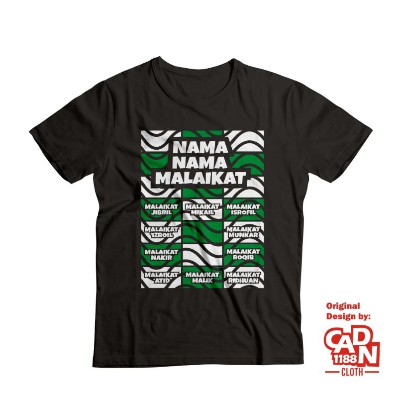 Kaos Anak sablon islami Nama- Nama Malaikat Unisex 1-10 Tahun