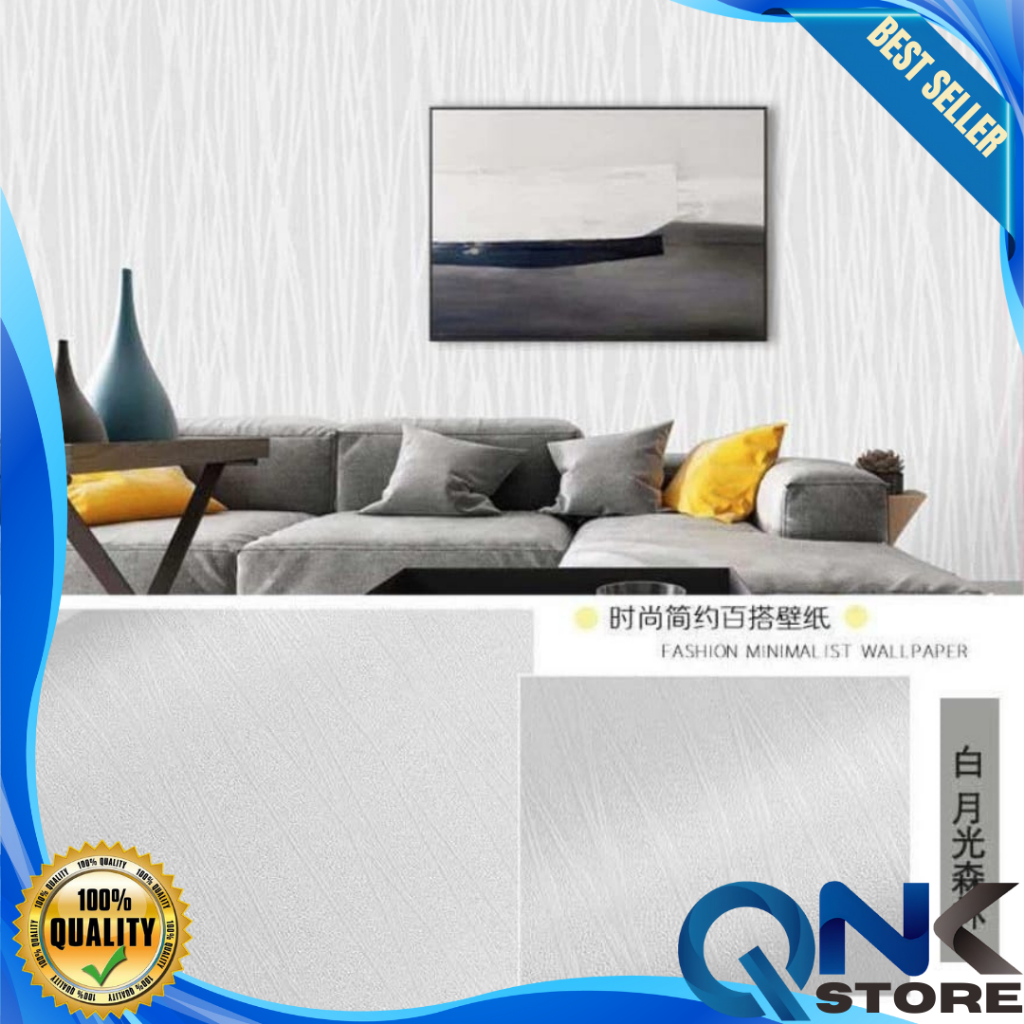 Wallpaper Dinding Motif Embos Garis Putih 45cm x 5m Wallpaper Sticker Dinding Embos Garis Putih