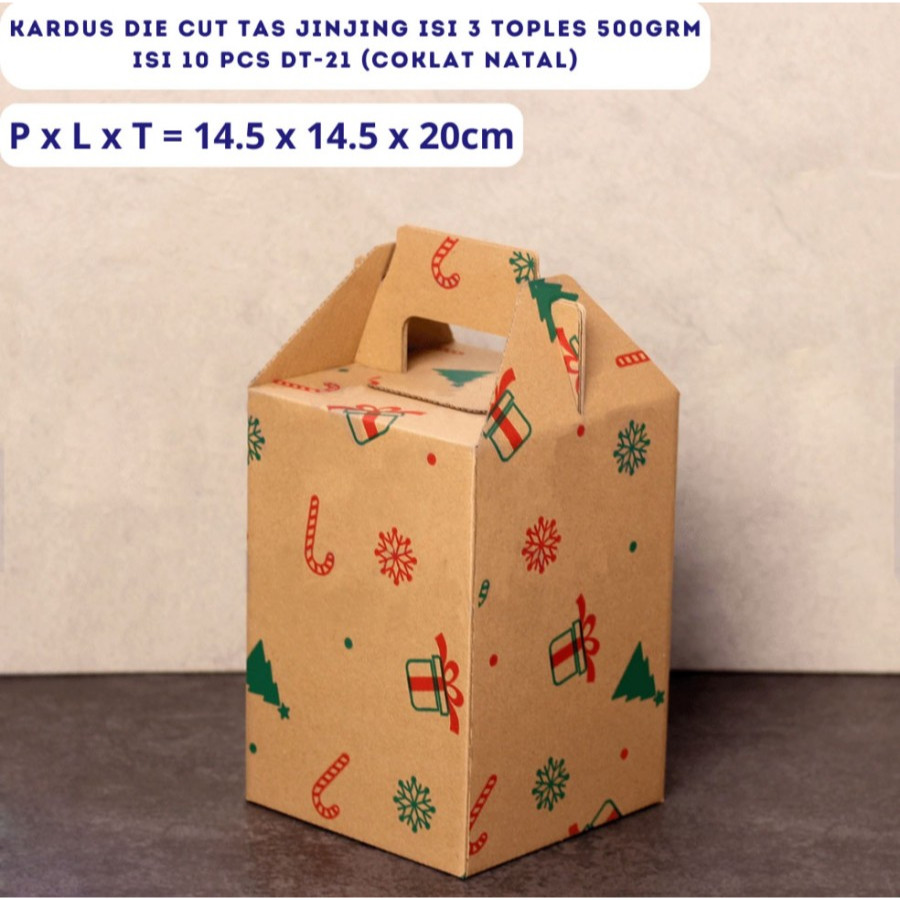 

box jinjing hampers natal dus toples 500gr Isi 2 parcel christmas coklat box premium serbaguna 14.5cm x 14.5cm x 20cm (10pcs)