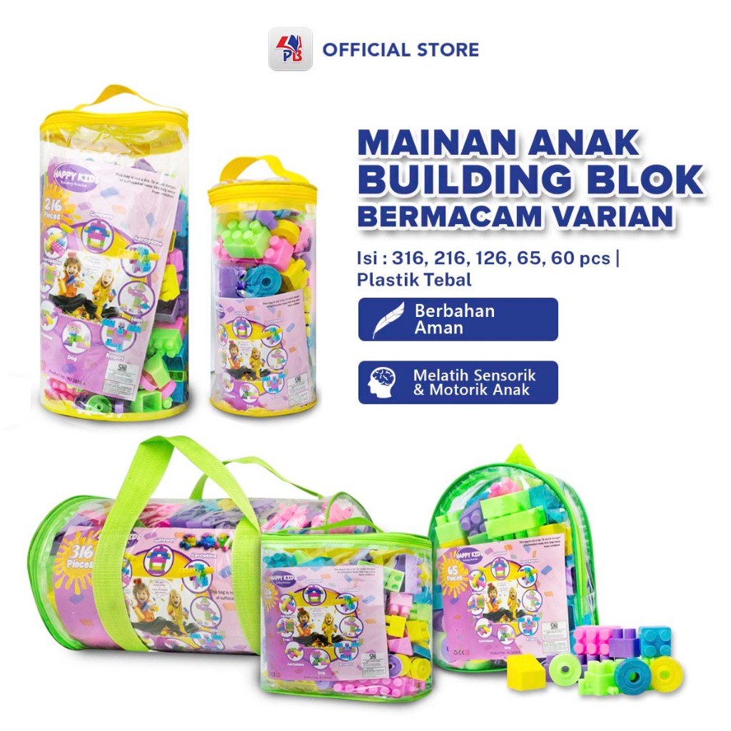 Mainan Anak Building Blok Balok Susun Isi 65 / CV MITRA PLASTIK INDONESIA - MPI