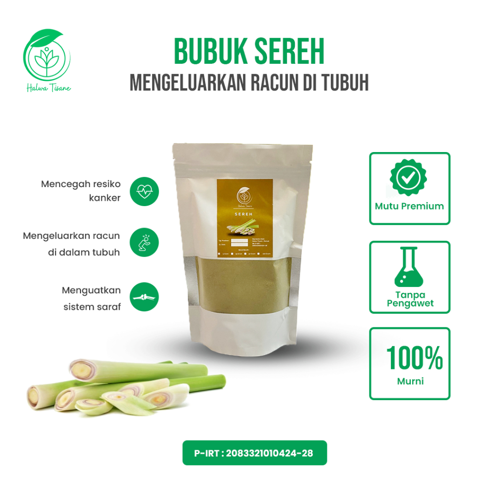 

Sereh / Serai / Lemongrass / Sereh Bubuk Murni 100% Tanpa Pengawet
