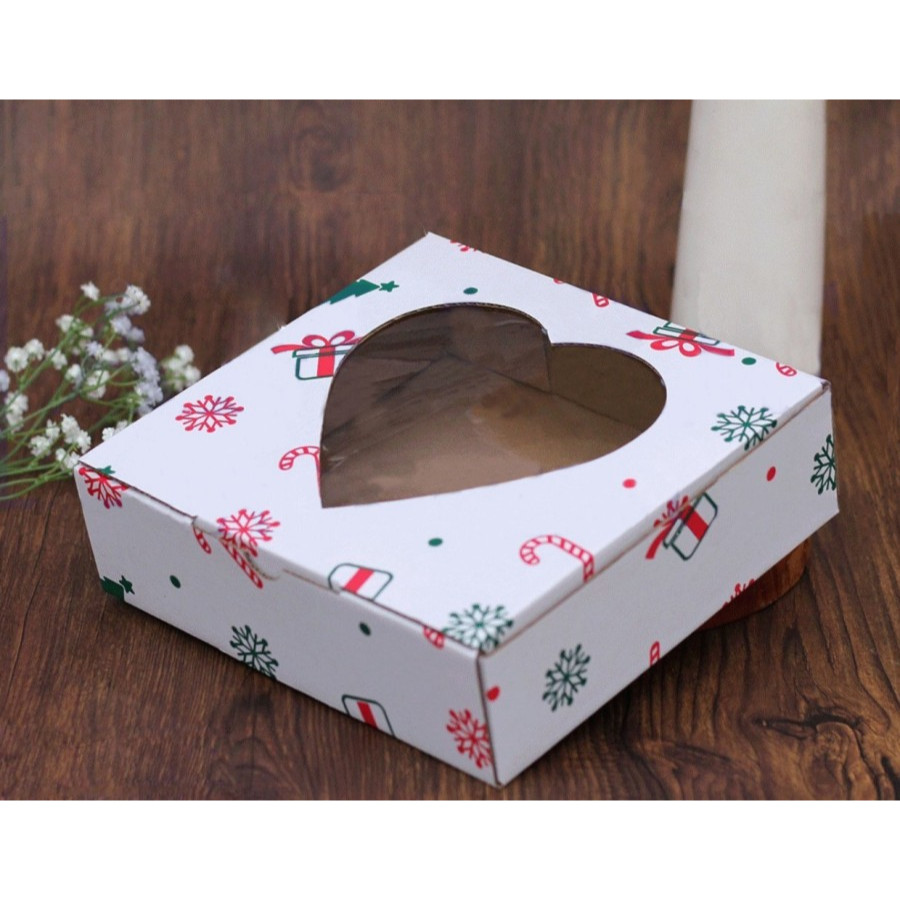 

box brownies lapis legit hampers natal dus kue 21x20x6cm parsel xmas putih natal box premium (10pcs)