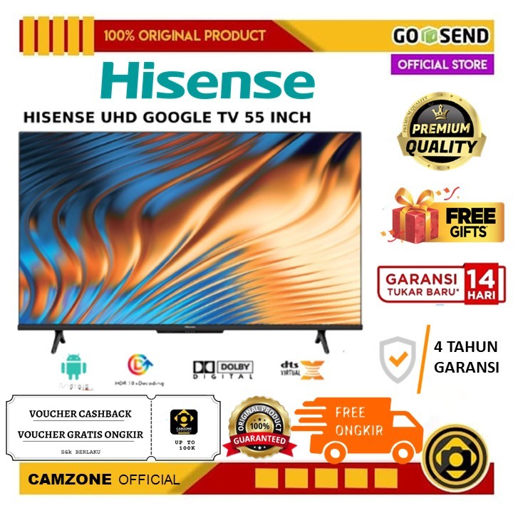 Hisense 55 Inch Google Bezeless Design UHD TV - 55A6500H