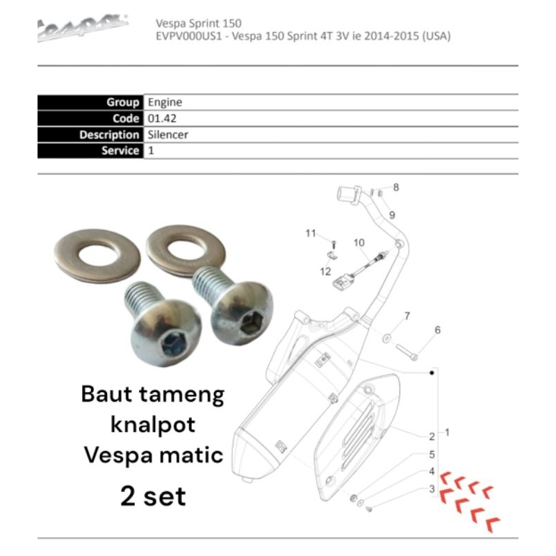 baut tameng knalpot vespa matic