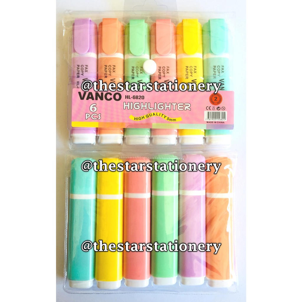 

(1 Set Isi 6 Warna) GROSIR Highlighter Vanco HL-6820 / Highlighter Vanco HL6820 / Vanco HL 6820