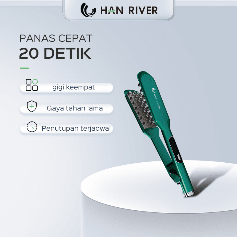 HAN RIVER catokan rambut YX-688 3D Catok Sisir Pelurus Rambut Hair Straightener Curler 2 in 1 Green
