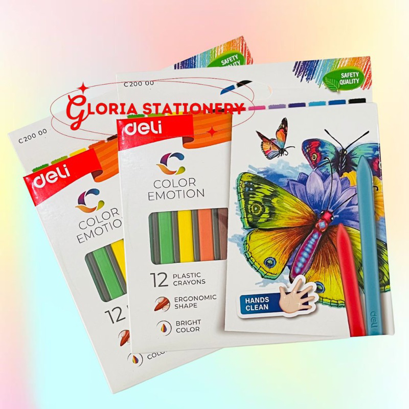 DELI plastic crayon 12 color/ Crayon plastik 12 warna DELI