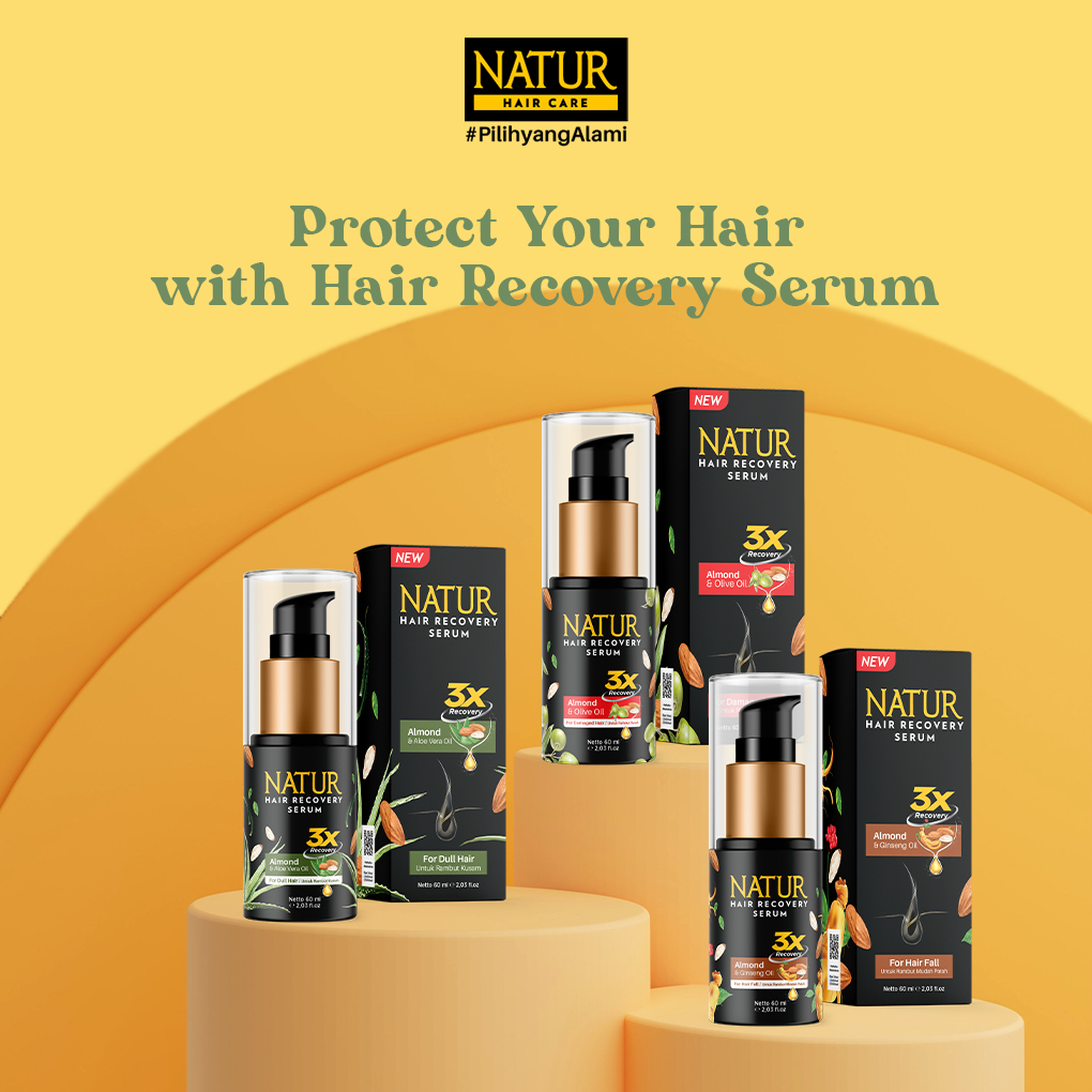 NATUR Hair Recovery Serum 60ml - Serum Untuk Rambut Kering, Rontok, Kusam