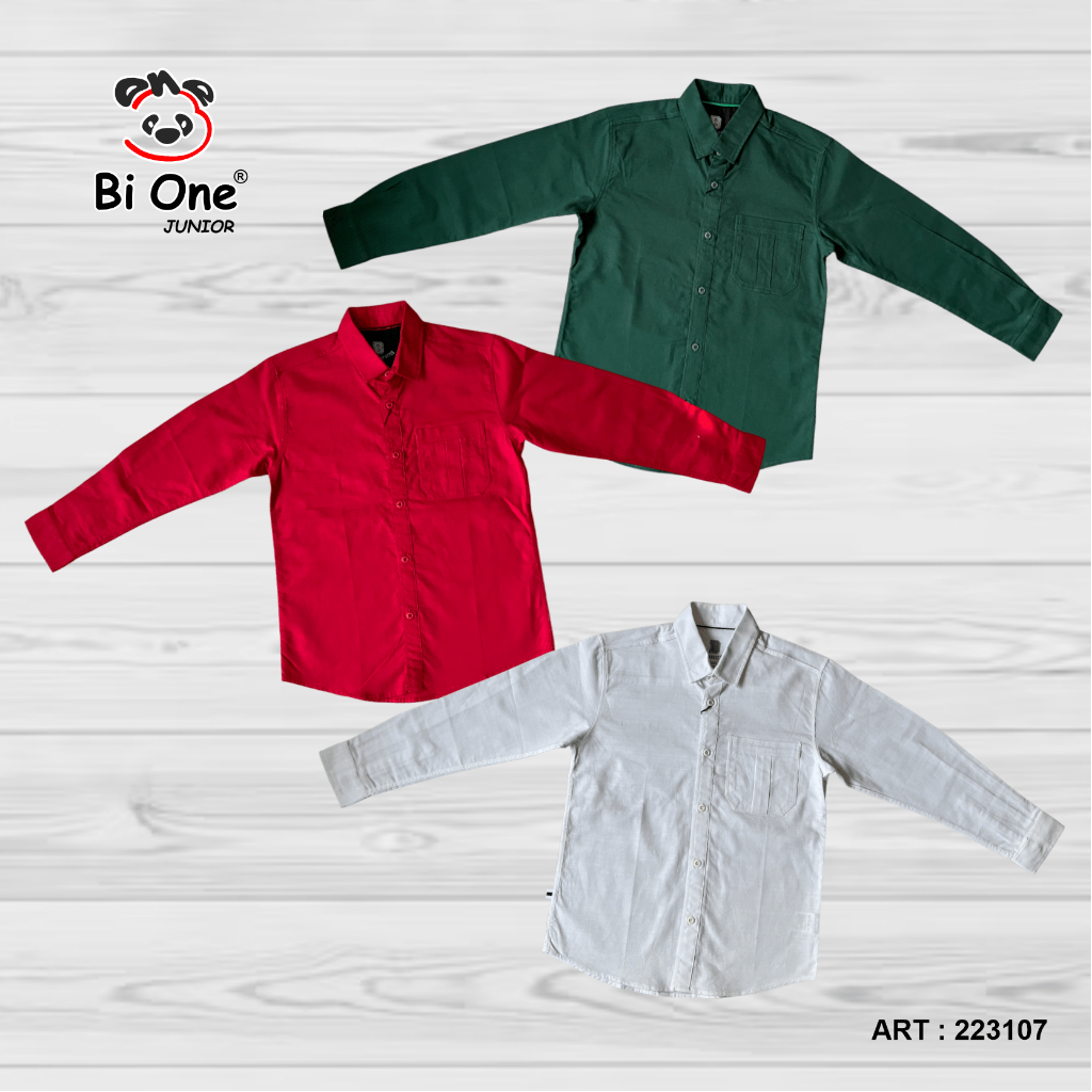 [EDISI NATAL] BiOne Kemeja Lengan Panjang Linen Slub Anak Laki-Laki 223107