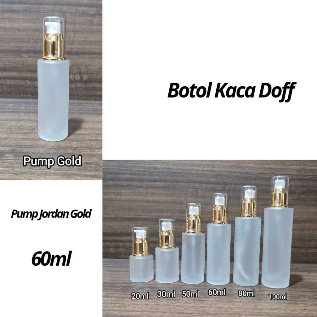 Botol Kaca Doff 60ml Botol Pump Gold Botol Skincare Botol Kosmetik N20