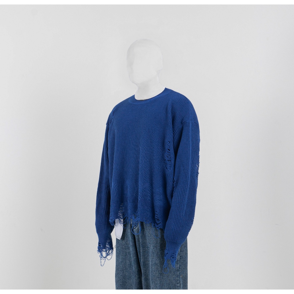NOMADSTUDIO Reborn - Blue Distressed Oversized Knit Sweater