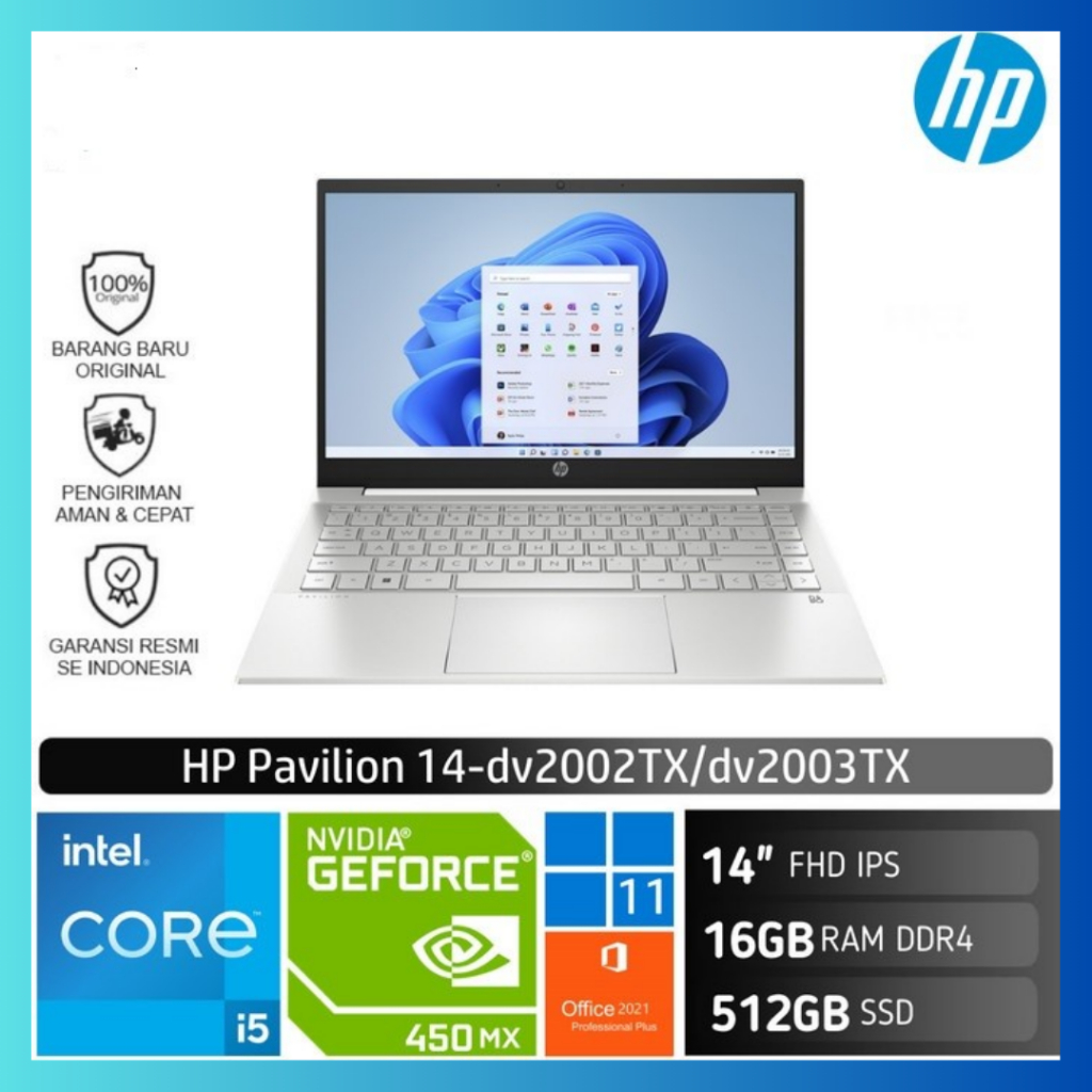 LAPTOP HP PAVILION 14-DV2002TX DV2003TX i5-1235U 16GB 512GB MX550 W11