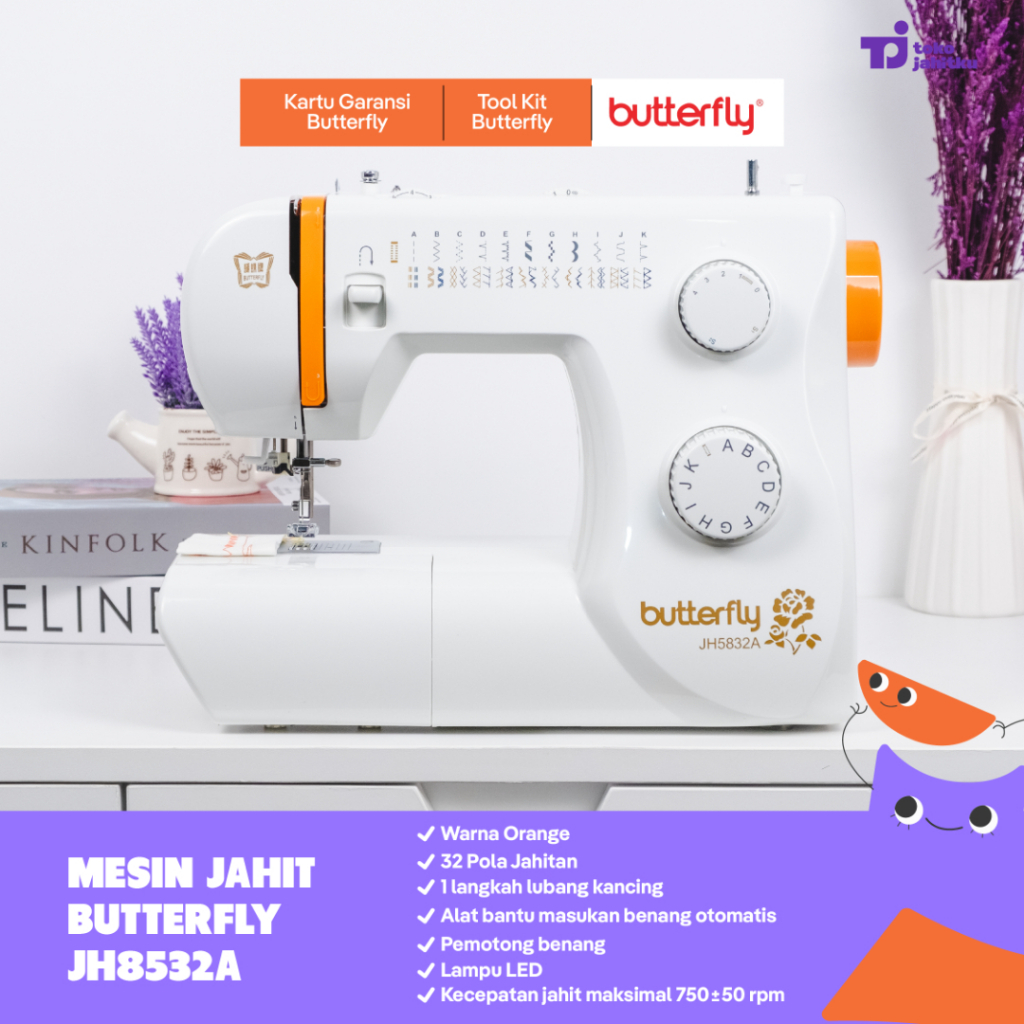 Mesin Jahit Portable Butterfly JH5832A | Mesin Jahit Portable Multifungsi Butterfly JH5832A