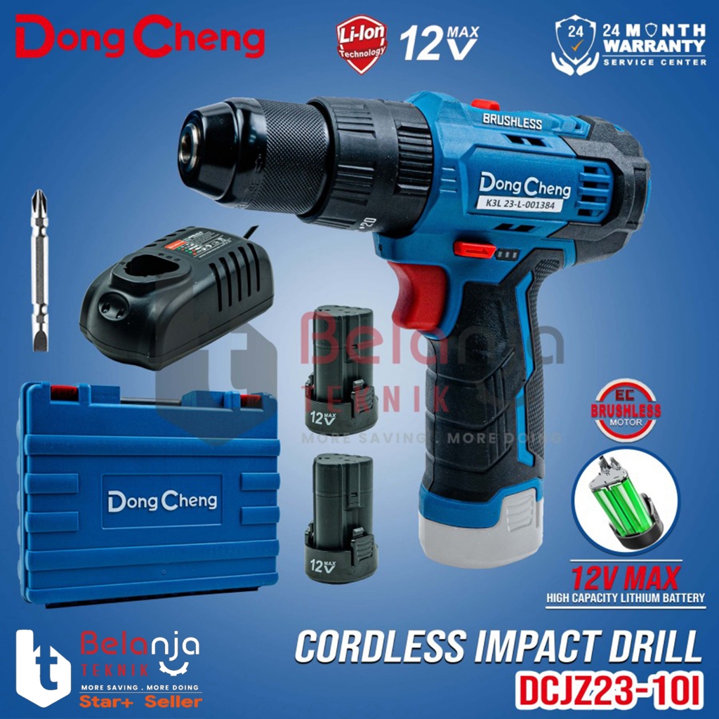 Mesin Bor Tembok Baterai Dongcheng DCJZ23-10I EK Cordless Impact Drill 12V DCJZ 23-10i 23-10 i DCJZ2