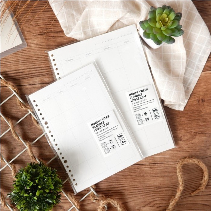 

PANMOMO LOOSE LEAF SET MONTHLY & WEEKLY PLANNER REFILL ISI BINDER NOTE