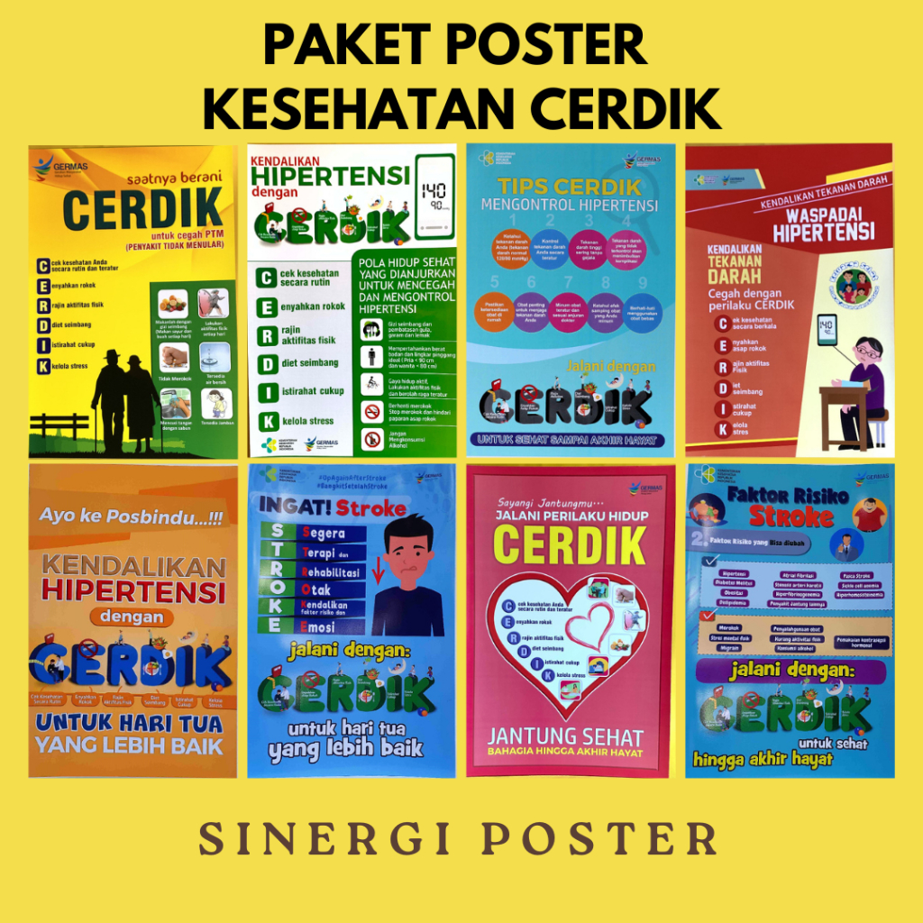 Paket Poster | Paket 8 Poster CERDIK | Poster Tema Penyakit | Paket PTM | Penyakit tidak menular