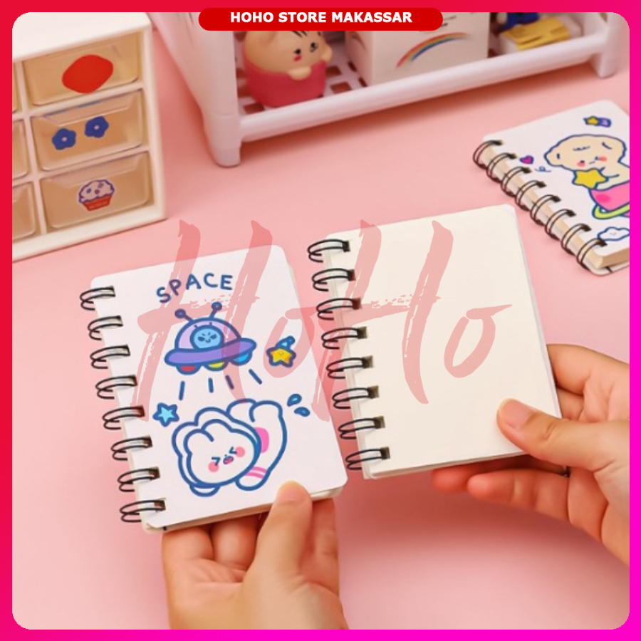 

Notebook Ring Mini POLOS Buku Catatan Kecil Spiral Mini Estetik Motif Karakter Kartun Lucu Minisize Aesthetic Bujo Bullet Journal Model Korea - NBR3