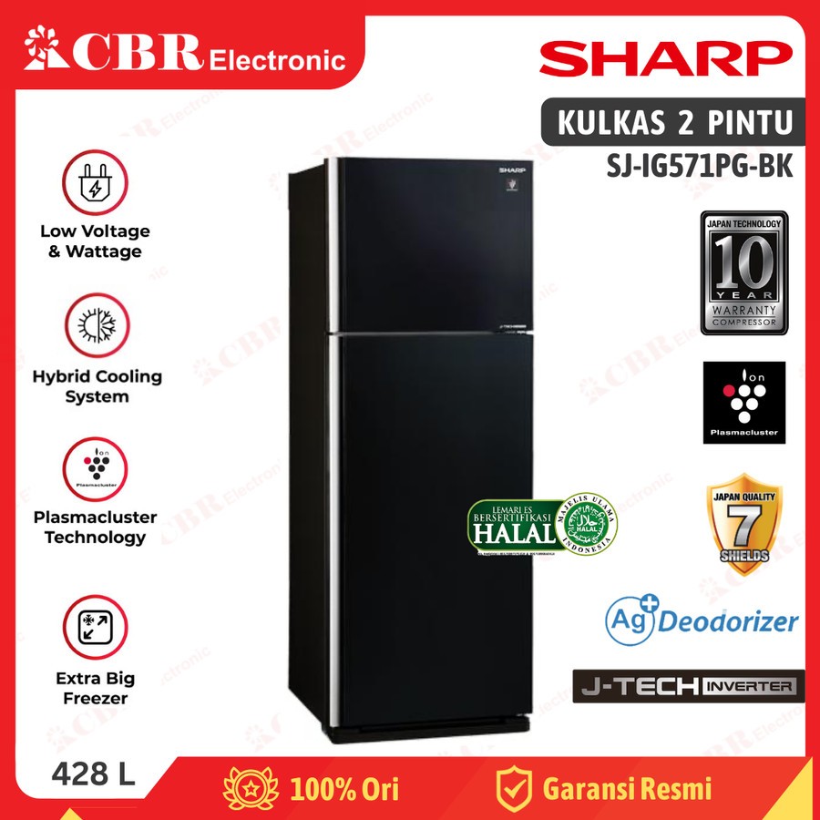 Kulkas SHARP 2 Pintu SJ-IG571PG-BK (Inverter) 394 L