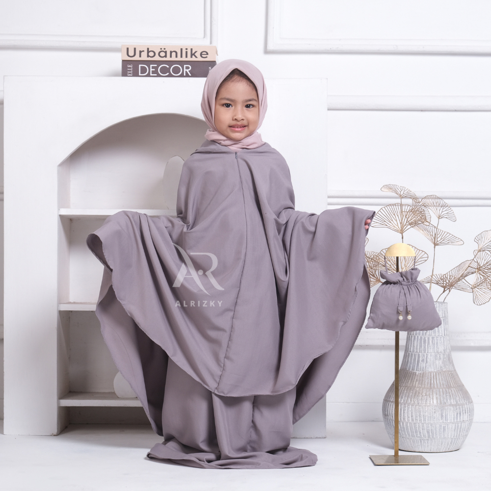 ALRIZKY - Mukena Anak Travelling Assyla 2IN1 Katun Premium Usia 4-8 Tahun