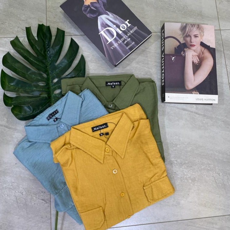 YIUJAN KEMEJA CEWEK KOREAN ATASAN KEMEJA LINEN OOTD HIJAB IMPORT TERBARU BAJU CEWEK STYLE KOREA