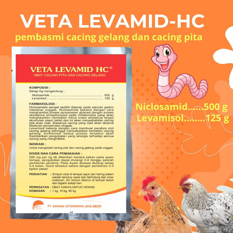 Veta Levamid HC @1 kg,,obat cacing ayam,
