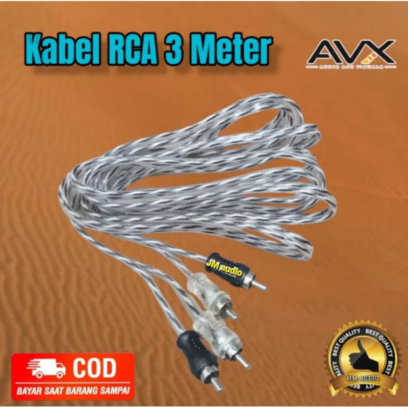 Kabel Shoket RCA AVX 0.5mtr,1mtr,2mtr,3mtr,5mtr Audio Mobil Qualitas premium