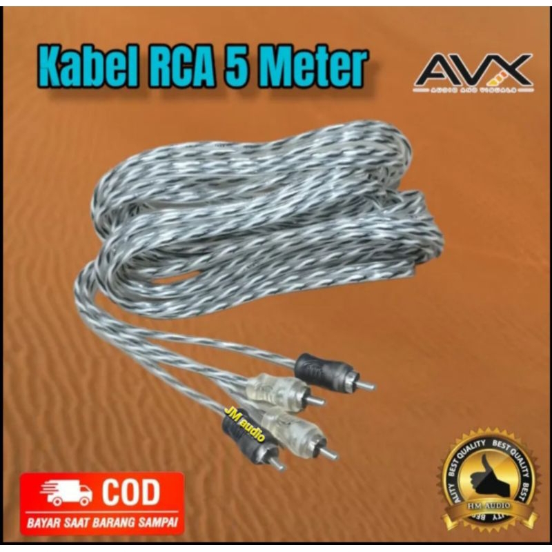 Kabel Shoket RCA AVX 0.5mtr,1mtr,2mtr,3mtr,5mtr Audio Mobil Qualitas premium