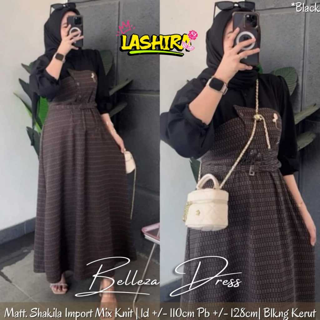 beleza midi dress jumbo ld 110 dres pakaian baju longdress panjang kaos salur big size xxxl bigsize 