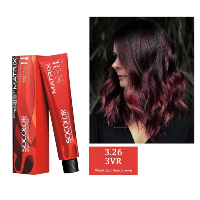 Matrix Socolor So Hair Color Permanent 3.26 3V Violet Red Dark Brown 90ml - Cat Pewarna Rambut Semir