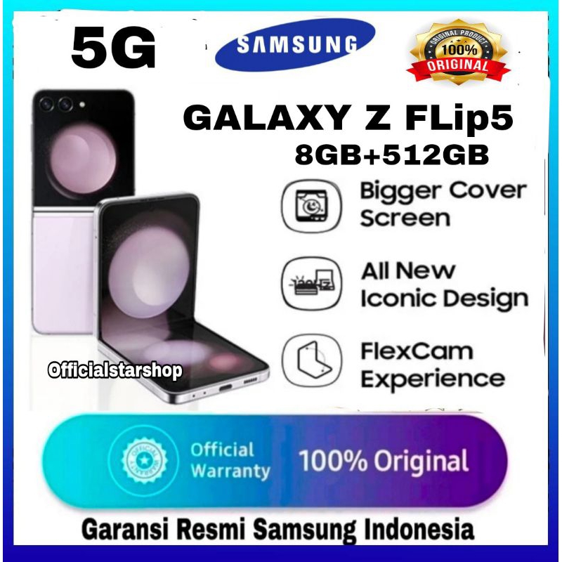 SAMSUNG GALAXY Z FLIP 5 8GB+512GB GARANSI RESMI - Samsung Z Flip 5