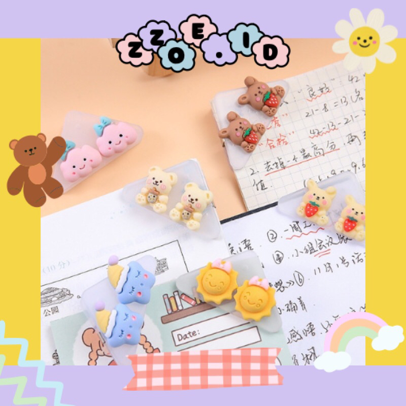 

✨ZZOE.ID✨ Penjepit Kertas Klip Kertas Premium Akrilik Karakter Lucu Korea