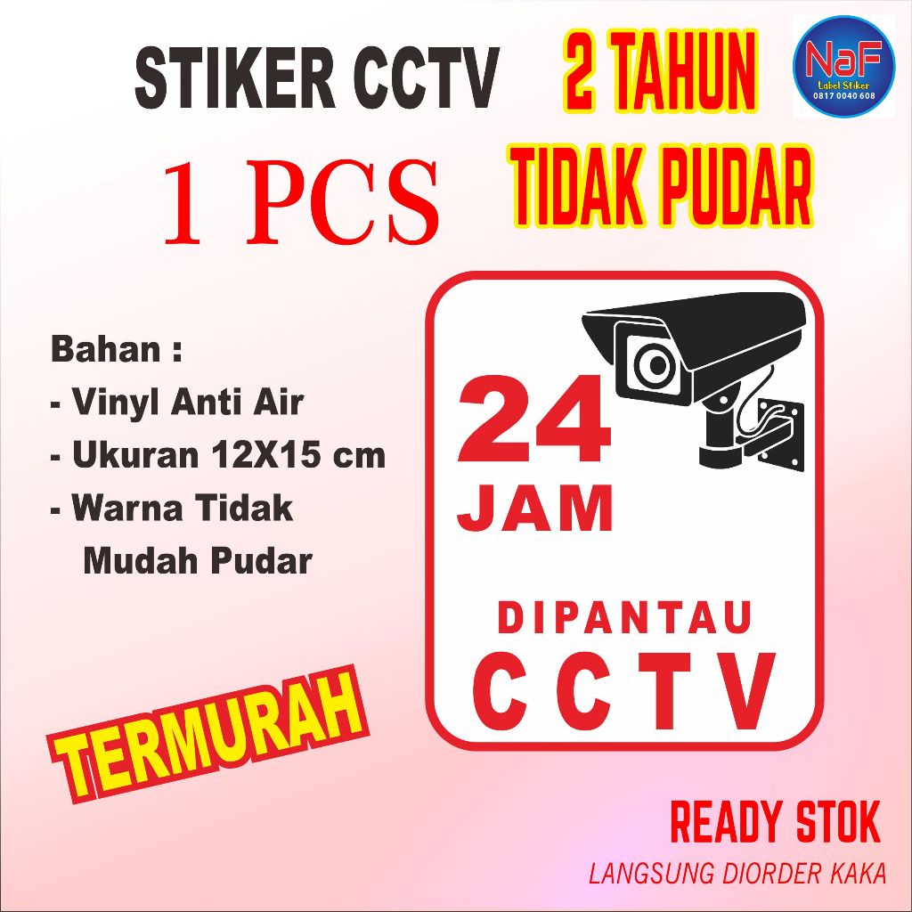 

Stiker perhatian CCTV sticker cctv murah Vinyl anti air