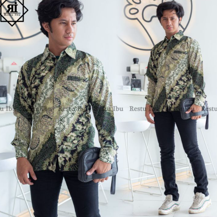 Ready SET KEBAYA COUPLE LESTY KEJORA SAGE GREEN / COUPLE BATIK MOTIF CM SAGE