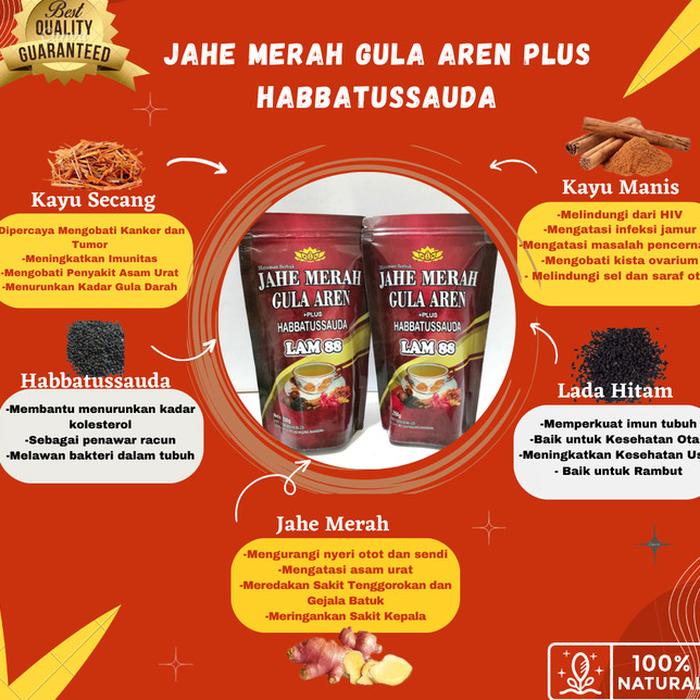 

Serba Murah Jahe Merah Gula Aren Plus Habbatussauda 100% ORIGINAL