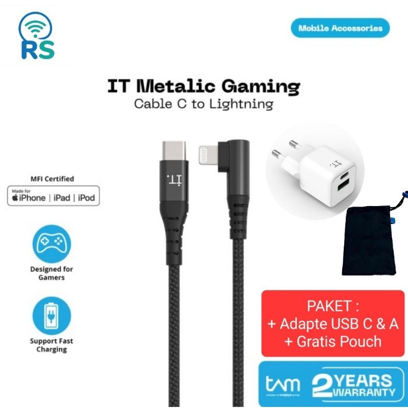 IT 30 Cube + Metalic Gaming Cable USB Type C to Lightning iPhone Fast