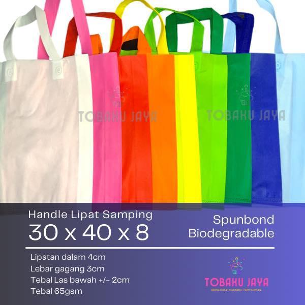 

1 Lusin / 12 Pcs Tas Kain Spunbond HLS Polos 30x40 Tebal Murah Meriah / Shopping Bag / Kantong Belanja Murah / Goodie bag 30x40