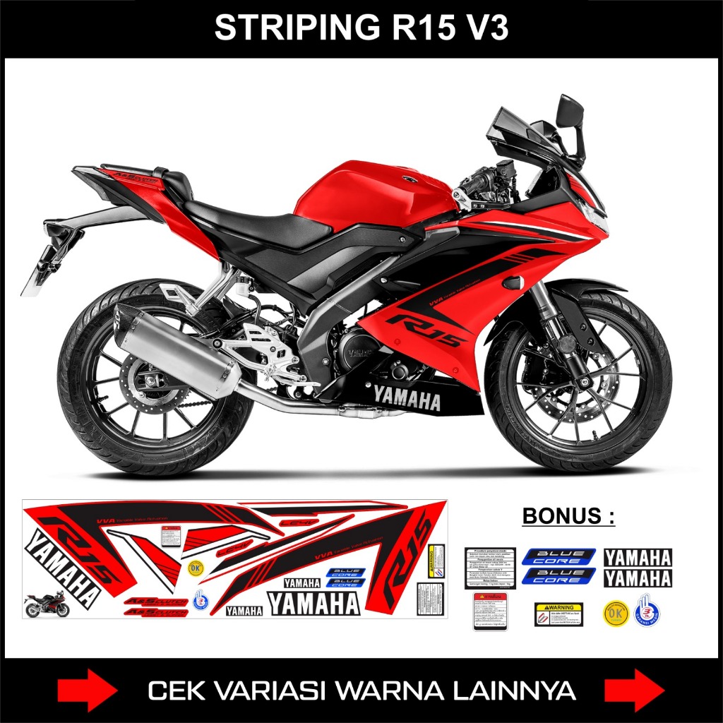 Striping R15 V3 Lis Grafis Simpel / Stiker Motor Yamaha R15 V3 YZF / Sticker R15V3 EDISI LIS ORI