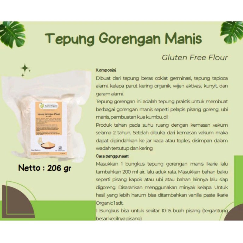 

Tepung Gorengan Manis Gluten Free Ikarie 250gr
