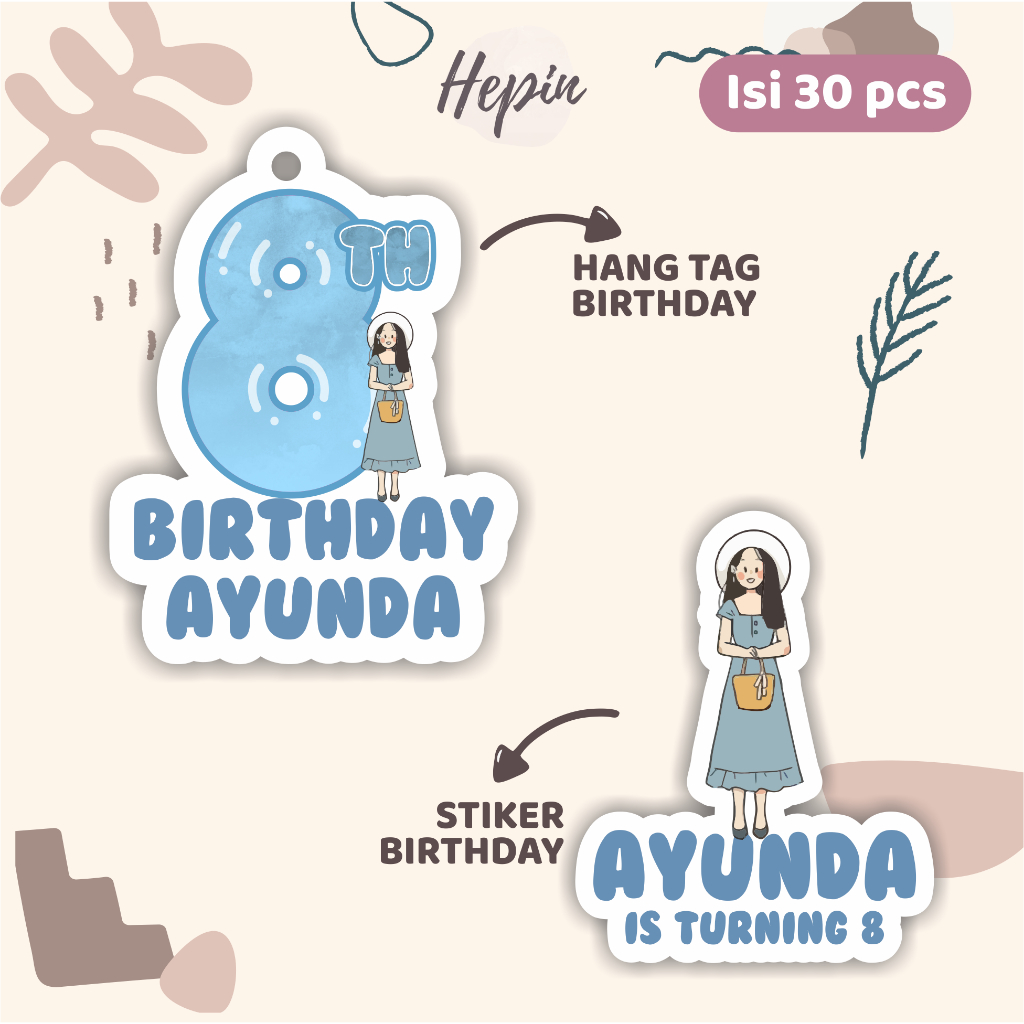 

(30pcs) Hang tag & stiker ulang tahun edisi FASHION GIRL /label tag ulang tahun murah/hang tag ulang tahun/tag souvenir ulang tahun/stiker nama ualang tahun/diecut stiker&t ag