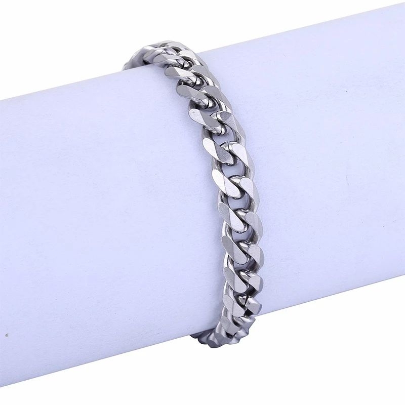 exclusive gelang pria wanita titanium rantai silver putih perak asli rante cowok cewek keren anti