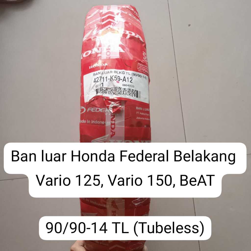 Ban luar Honda AHM Federal Beat, Vario, Scoopy, Supra, Grand, Karisma Tubeless 110/90-12, 80/90-17, 