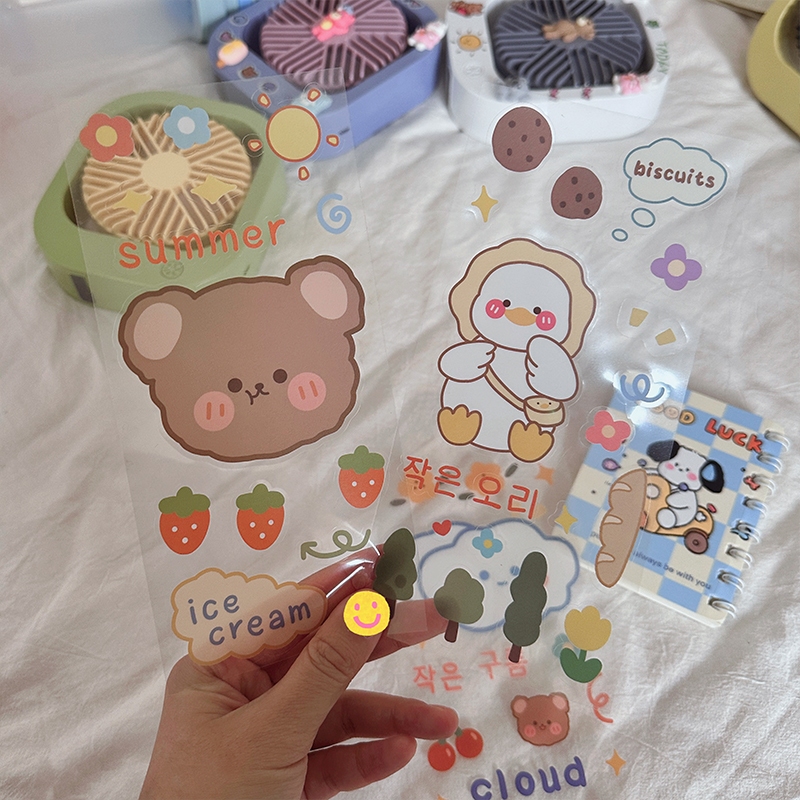 

Stiker buku catatan kelinci lucu hati feminin stiker stroberi bahan dekorasi buku catatan stiker cangkir PVC