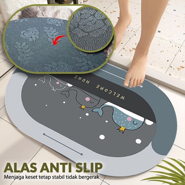 KESET KAKI LAP KAKI ANTI SLIP OVAL / ALAS KAKI SERAP AIR / GAMPANG DI BERSIHKAN
