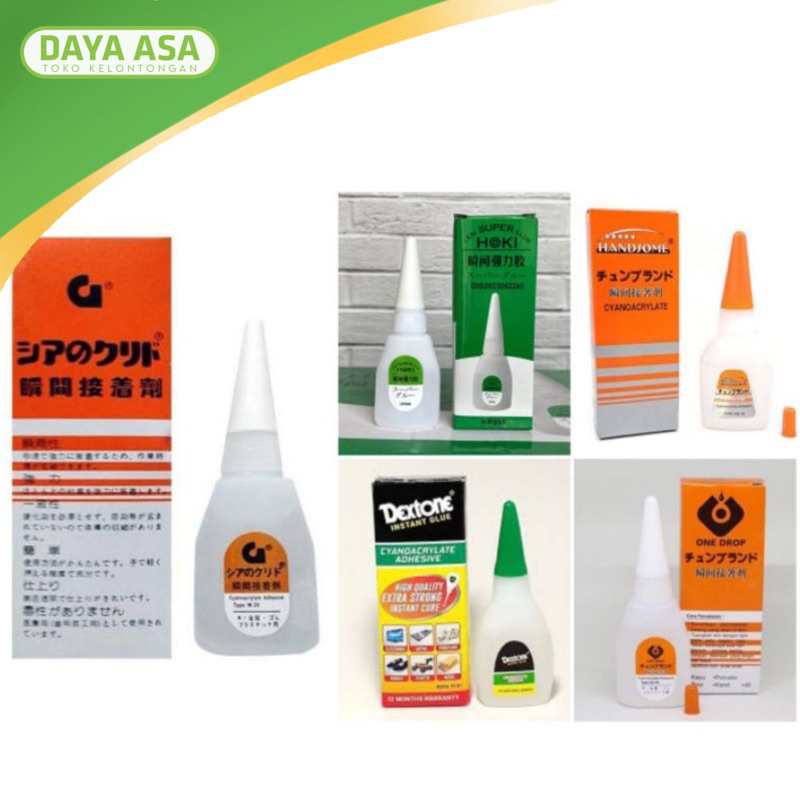 

Lem Korea Brand One Drop/G/Handsome/Dextone/Super Glue Hoki/Lem Tetes Cair