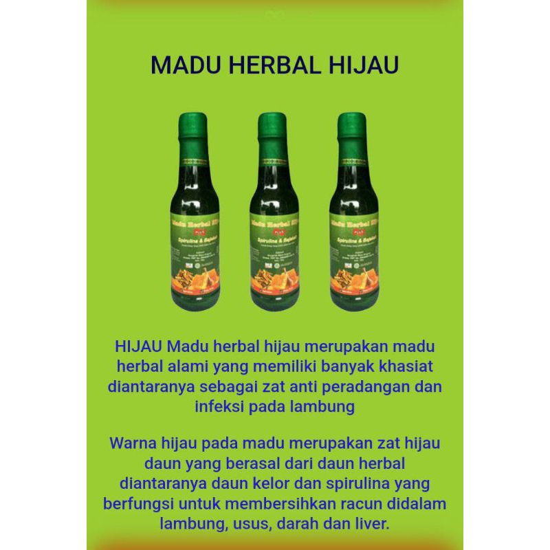 

MADU HERBAL HIJAU OBATI ASAM LAMBUNG GERD AMPUH
