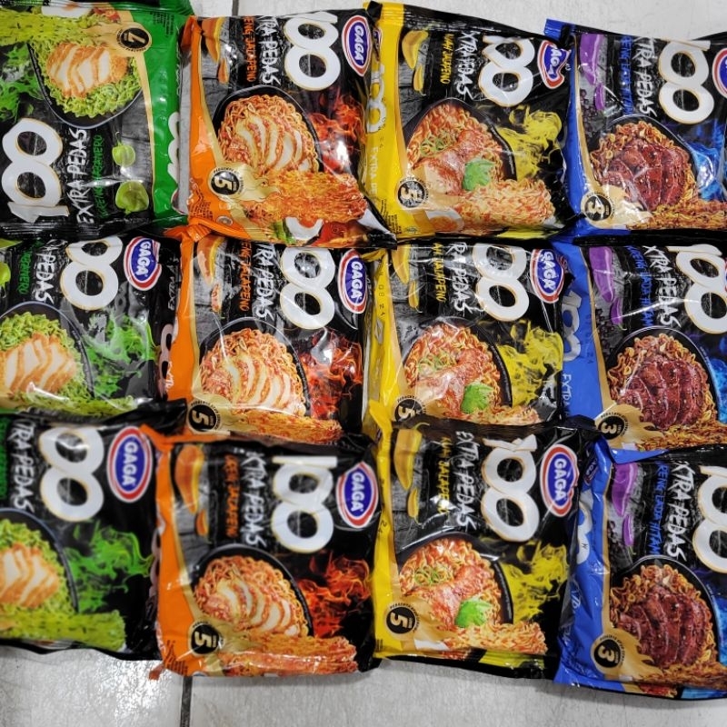 

Mie Gaga 100 extra pedas rasa kuah jalapeno goreng jalapeno,goreng habanero,goreng lada hitam,
