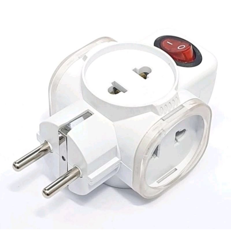 Mikotek T Arde 4 Lubang / Colokan Listrik / Steker T Mini Arde 4 Lubang + Saklar + Lampu Indikator