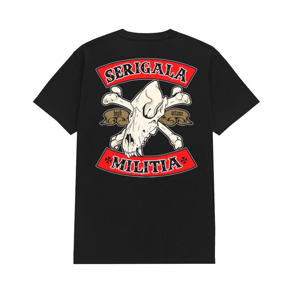 Kaos Band Seringai Chopper SERIGALA MILITIA Tshirt Unisex Casual Bahan 100% Cotton Black T-SHIRT