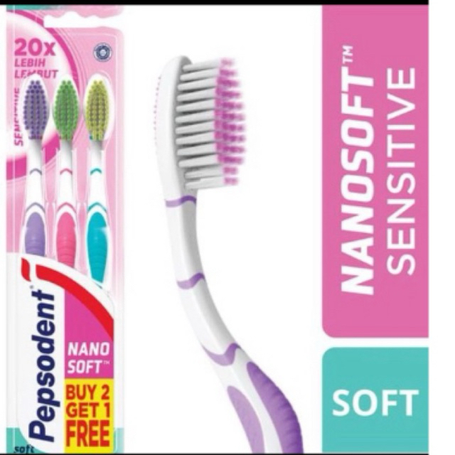 Pepsodent Sikat gigi Nanosoft isi 3 - Pepsodent sikat gigi isi 3Pcs